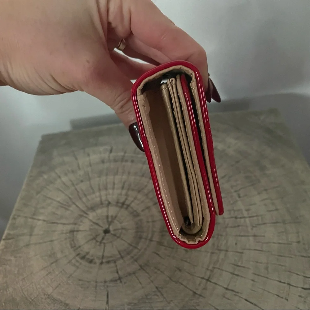 Shiny Red Vegan Leather Wallet
